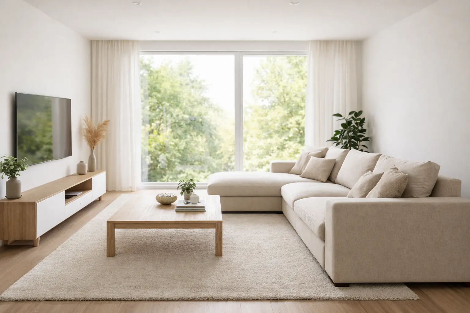 sofá chaiselongue moderno en salón elegante y luminoso
